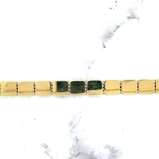 14K Yellow Gold 7" Cube Link Bracelet with Lobster Clasp, 6mm Wide, Square Link Chain, Real Gold Bracelet, Women