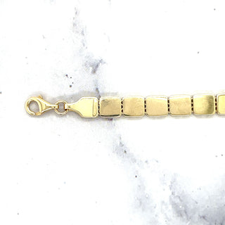 14K Yellow Gold 7" Cube Link Bracelet with Lobster Clasp, 6mm Wide, Square Link Chain, Real Gold Bracelet, Women