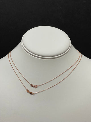 Solid 14K Rose Gold 16" 18" 20" Diamond Cut Cable Chain, 0.7mm 0.9mm 1.1mm Wide, Oval Link Chain, Real Gold Necklace, Women