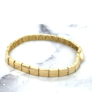 14K Yellow Gold 7" Square Link Bracelet with Box Clasp, 5.8mm Wide, Fancy Bracelet, Real Gold Bracelet, Women