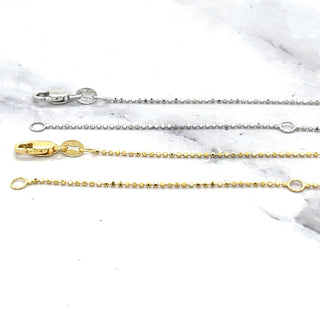 Solid 14K Yellow Gold 18" Diamond Cut Bead Chain with Lobster Clasp, 1mm Wide, Jump ring at 16", Dainty Necklace, Real Gold Chain, Women