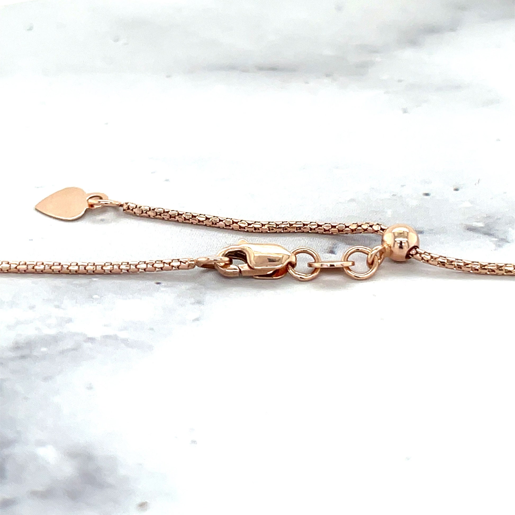 Solid 14K Rose Gold 1.3mm Adjustable Popcorn Chain with Lobster Lock, 22" Long, Set Your Own Length, Real Gold Necklace, Women