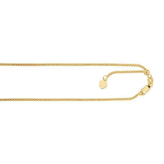 Solid 14K Rose Gold 1.3mm Adjustable Popcorn Chain with Lobster Lock, 22" Long, Set Your Own Length, Real Gold Necklace, Women