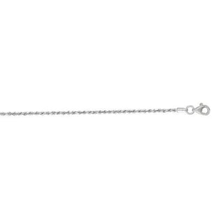 Solid 14K White Gold 7" Diamond Cut Rope Chain with Lobster Lock, 1.6mm 1.8mm 2mm 2.5mm 3mm Wide, Real Gold Bracelet, Women