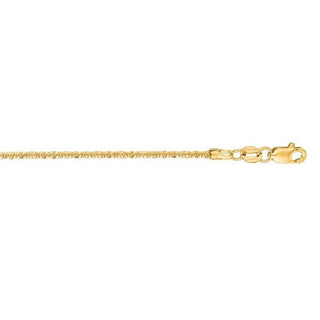 14K Gold 16" 18" 20" Sparkle Rope Chain with Lobster Lock, 1.5mm Wide, Two Tone Gold, Yellow Gold, White Gold, Rose Gold, Real Gold Necklace