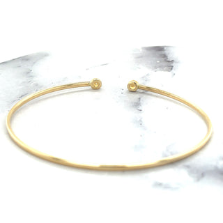 14K Yellow Gold 3mm Citrine Open Cuff Bangle Bracelet, Gemstone Jewelry, Real Gold Bangle, Women