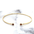 14K Yellow Gold 3mm Garnet Open Cuff Bangle Bracelet, Gemstone Jewelry, Real Gold Bangle, Women