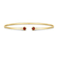 14K Yellow Gold 3mm Garnet Open Cuff Bangle Bracelet, Gemstone Jewelry, Real Gold Bangle, Women