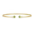 14K Yellow Gold 3mm Peridot Open Cuff Bangle Bracelet, Gemstone Jewelry, Real Gold Bangle, Women