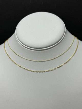 Solid 18K Yellow Gold 1mm 1.5mm Oval Cable Chain, 16" 18", Real Gold Necklace, Yellow Chain, Dainty Chain, Woman