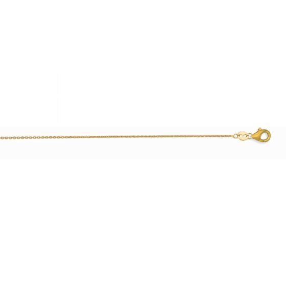 Solid 18K Yellow Gold 1mm 1.5mm Oval Cable Chain, 16" 18", Real Gold Necklace, Yellow Chain, Dainty Chain, Woman