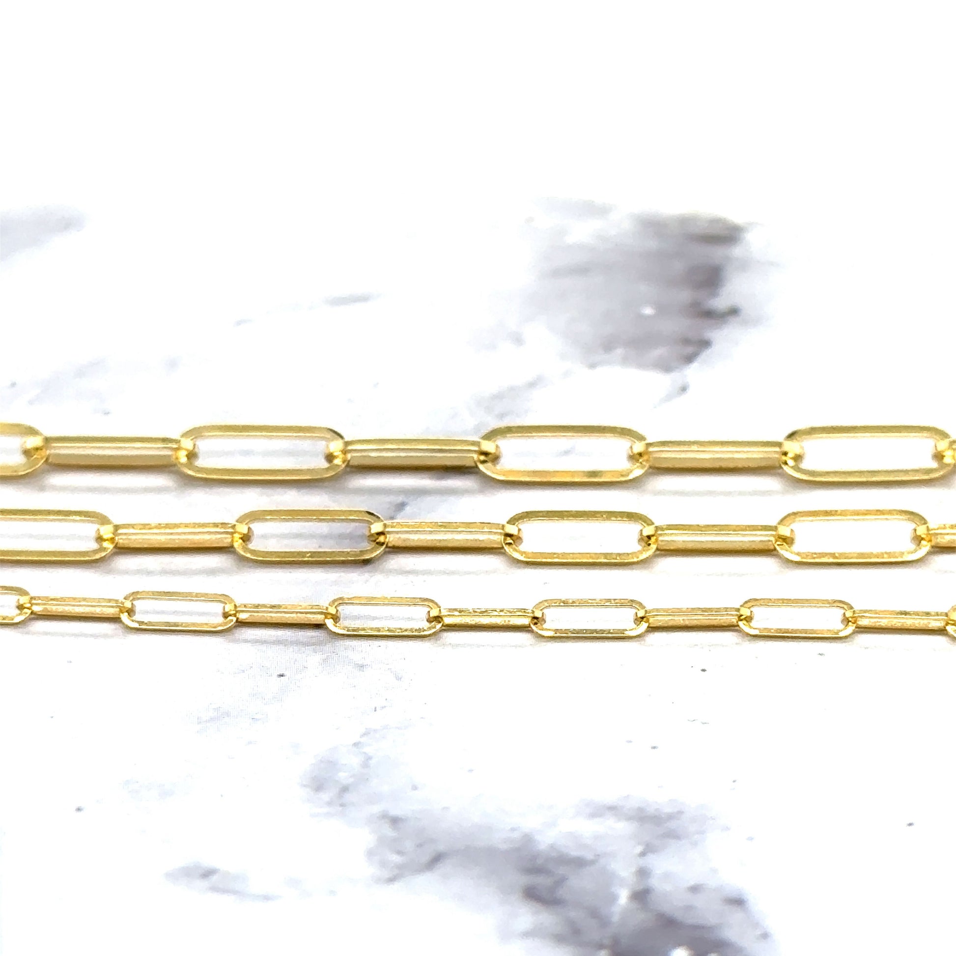 Solid 14K Yellow Gold 7" 7.25" Paperclip Link Chain Bracelet, 2.5mm 3.5mm 4mm Wide Real Gold Bracelet, Women Jewelry