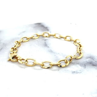 14K Yellow Gold 7.5" Mini Oval Link Bracelet, 5mm Wide, Real Gold Bracelet, Women