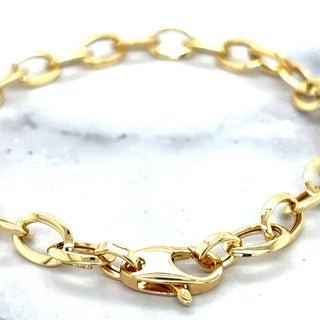 14K Yellow Gold 7.5" Mini Oval Link Bracelet, 5mm Wide, Real Gold Bracelet, Women