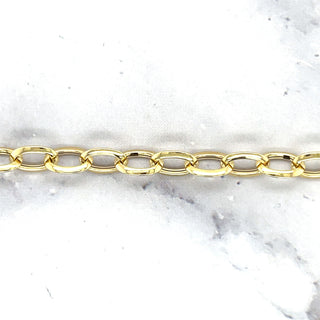 14K Yellow Gold 7.5" Mini Oval Link Bracelet, 5mm Wide, Real Gold Bracelet, Women