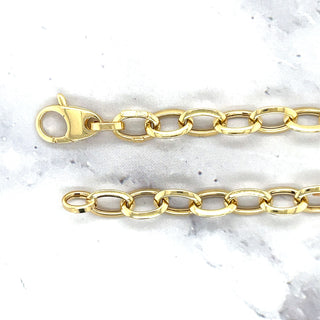 14K Yellow Gold 7.5" Mini Oval Link Bracelet, 5mm Wide, Real Gold Bracelet, Women