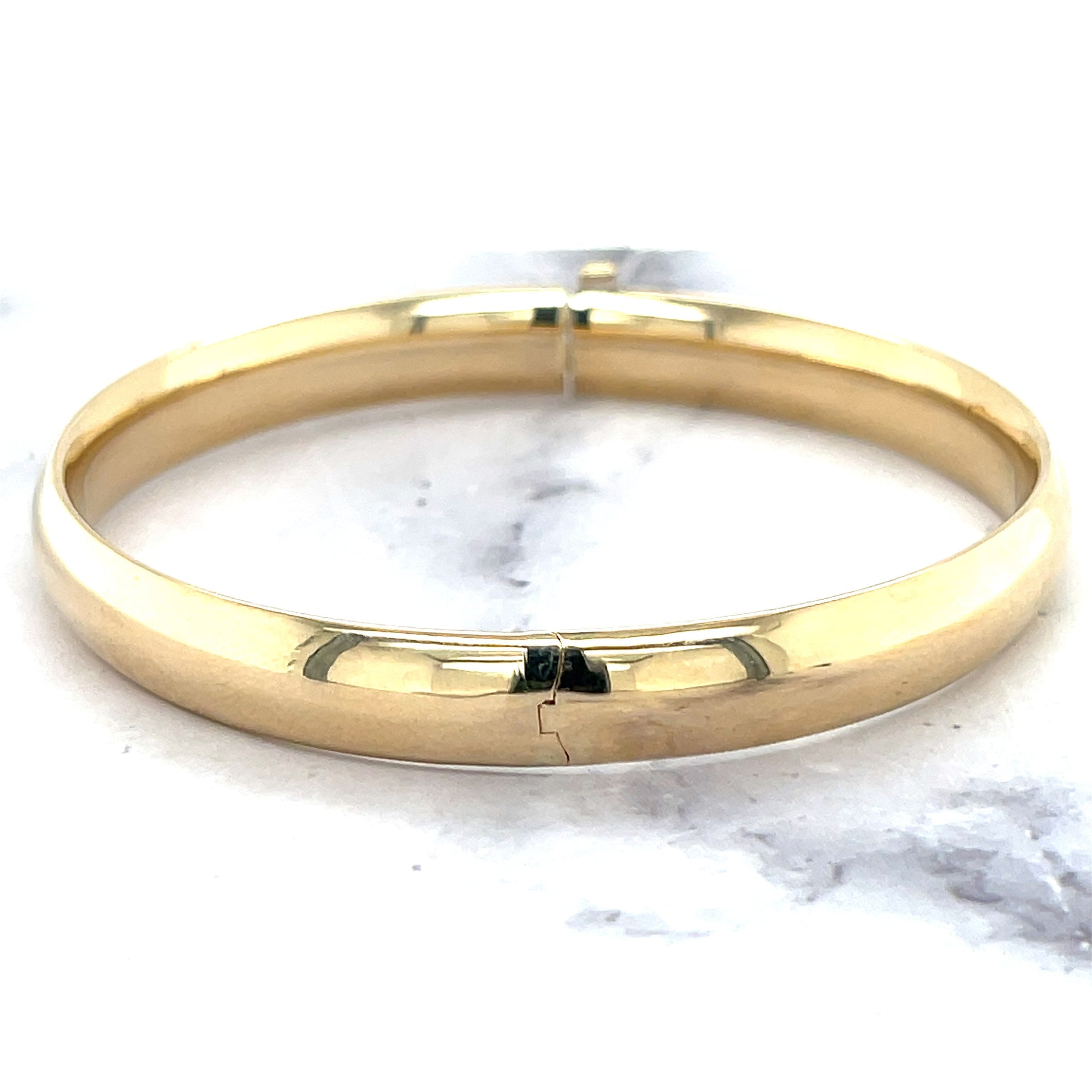 14K Yellow Gold 7" 8" Inch Polished Stackable Bangle Bracelet, 5mm 6mm 8mm 10mm 13.5mm Wide, Real Gold Bangle, Women Jewelry