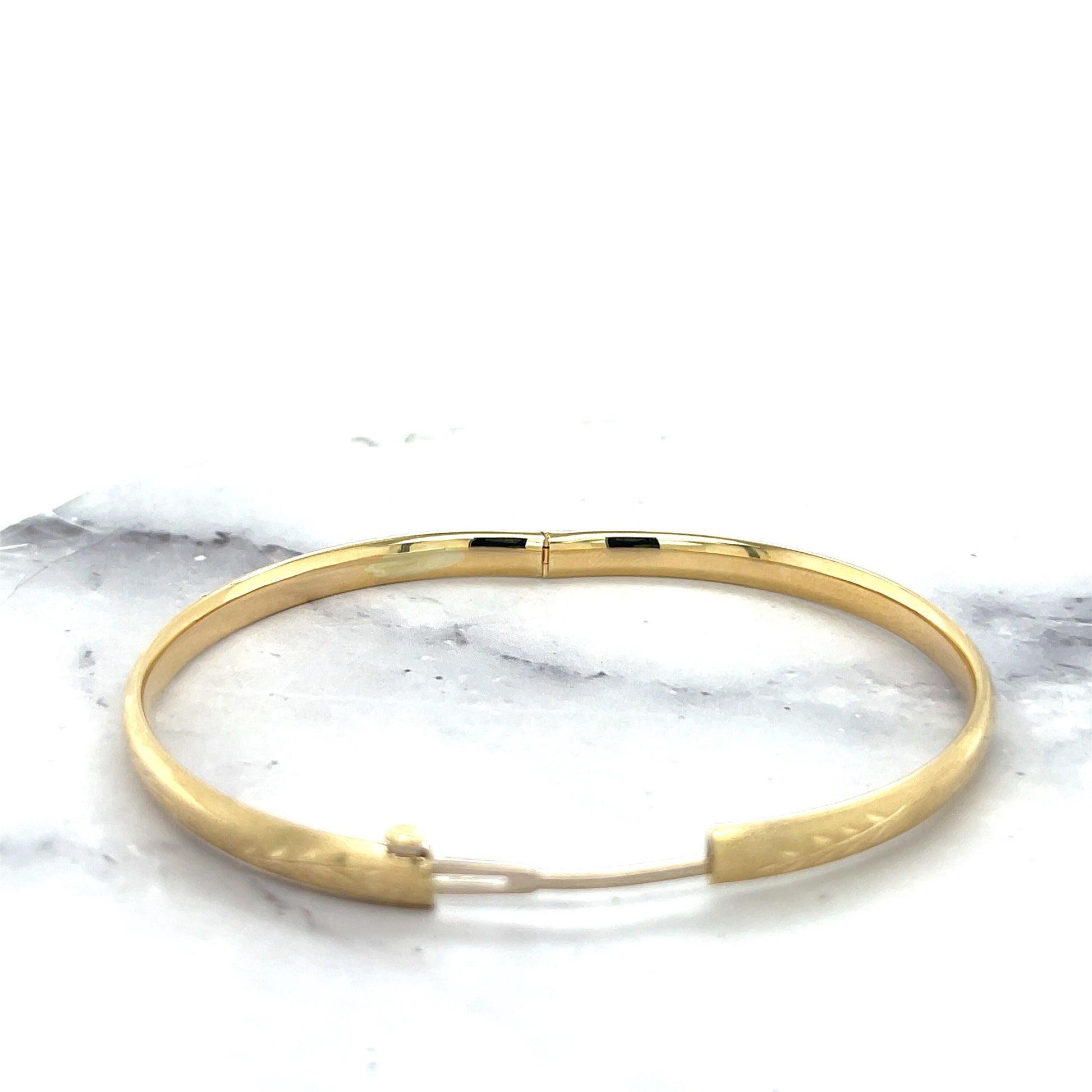 14K Yellow Gold 5mm Floral Leaf Bangle, Floral Pattern, 7" 8" Bangle, Stackable Bracelet, Real Gold Bangle, Women