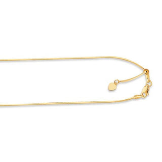 Solid 14K Gold 0.80mm Adjustable Octagonal Snake Chain with Lobster Lock, 22" Long, Set Your Own Length, Real Gold Snake Necklace, Women