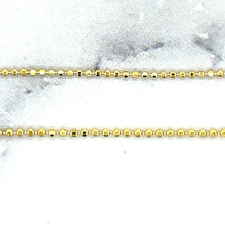 Solid 14K Yellow Gold Diamond Cut Bead Chain, 0.9mm 1.1mm, 16" 18" 20", Real Gold Necklace, Ball Chain, Women