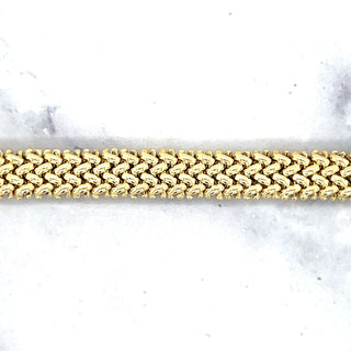 14K Yellow Gold Thick 7" Mesh Woven Bracelet, 8.8mm 14.5mm Wide, Braided Bracelet, Fancy Bracelet, Real Gold Bracelet, Women