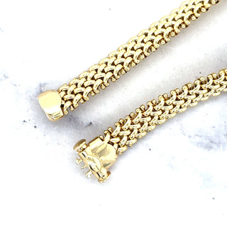 14K Yellow Gold Thick 7" Mesh Woven Bracelet, 8.8mm 14.5mm Wide, Braided Bracelet, Fancy Bracelet, Real Gold Bracelet, Women