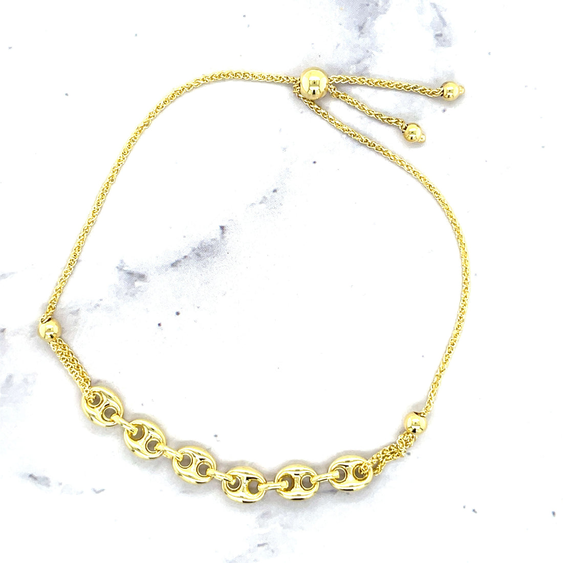 14K Yellow Gold 9.25" Puffed Mariner Link Friendship Bracelet, Bolo Bracelet, Real Gold Bracelet, Women