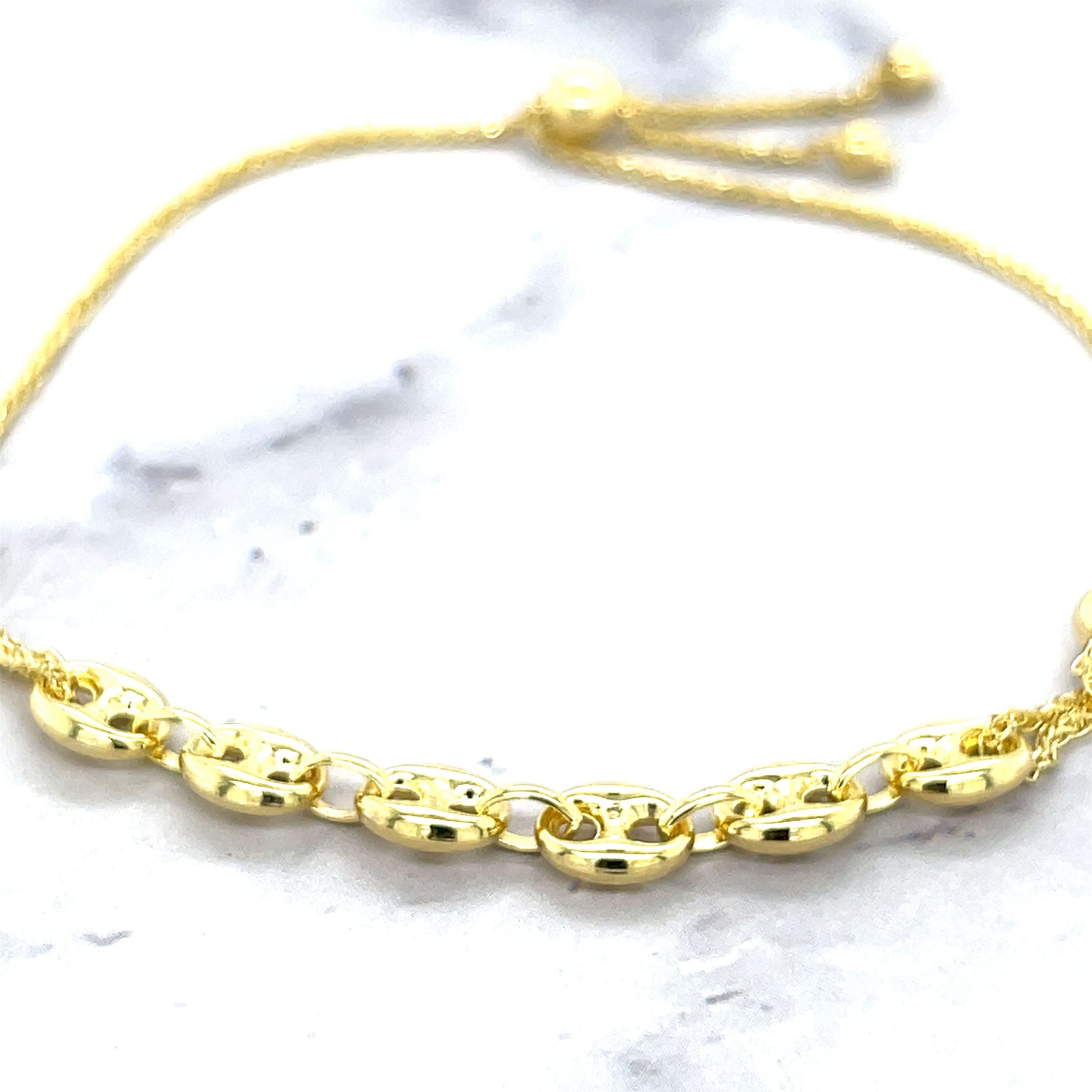 14K Yellow Gold 9.25" Puffed Mariner Link Friendship Bracelet, Bolo Bracelet, Real Gold Bracelet, Women