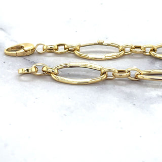 14K Yellow Gold 10mm Large Oval Link Bracelet, 7.5" Real Gold Bracelet, Women