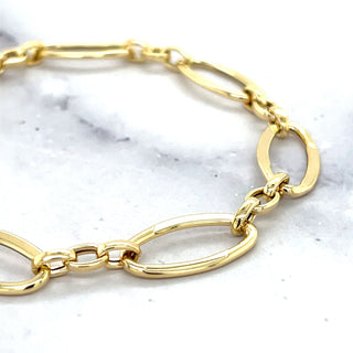 14K Yellow Gold 10mm Large Oval Link Bracelet, 7.5" Real Gold Bracelet, Women