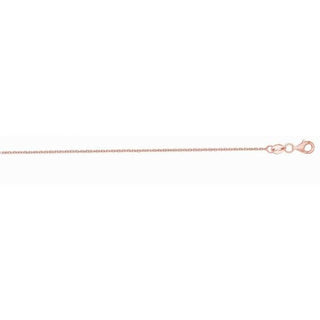 Solid 14K Rose Gold 16" 18" 20" Diamond Cut Cable Chain, 0.7mm 0.9mm 1.1mm Wide, Oval Link Chain, Real Gold Necklace, Women