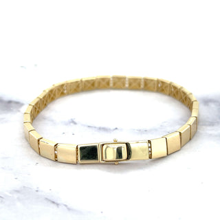 14K Yellow Gold 7" Square Link Bracelet with Box Clasp, 5.8mm Wide, Fancy Bracelet, Real Gold Bracelet, Women