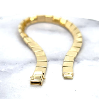 14K Yellow Gold 7" Square Link Bracelet with Box Clasp, 5.8mm Wide, Fancy Bracelet, Real Gold Bracelet, Women