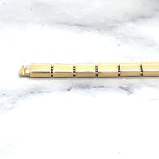 14K Yellow Gold 7" Square Link Bracelet with Box Clasp, 5.8mm Wide, Fancy Bracelet, Real Gold Bracelet, Women