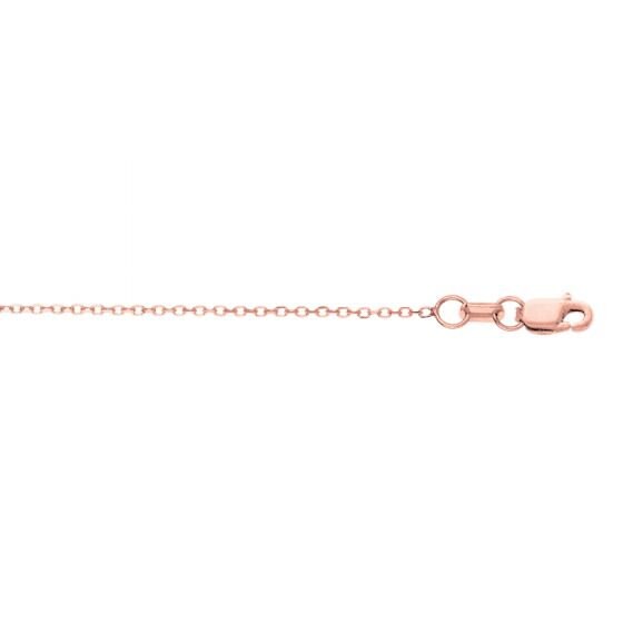 Solid 14K Rose Gold 16" 18" 20" Diamond Cut Cable Chain, 0.7mm 0.9mm 1.1mm Wide, Oval Link Chain, Real Gold Necklace, Women