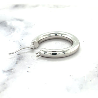 14K White Gold 25mm 30mm 40mm Hoop Earrings, 4mm Thick, Real Gold Hoops, Polished Hoops Earrings, Women