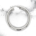 14K White Gold 25mm 30mm 40mm Hoop Earrings, 4mm Thick, Real Gold Hoops, Polished Hoops Earrings, Women