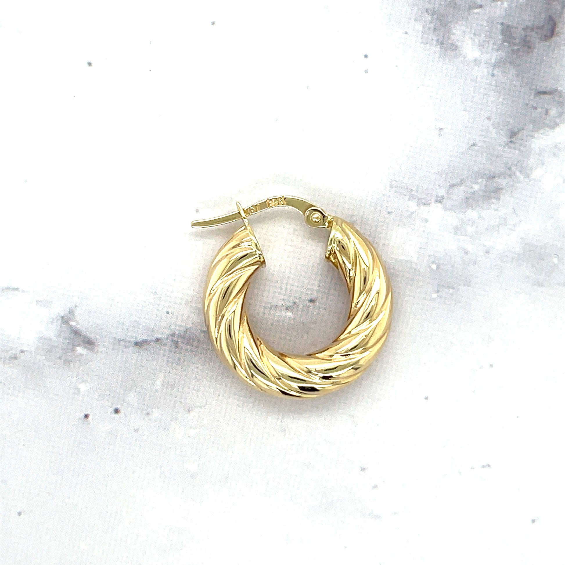 14K Yellow Gold 22mm Chubby Round Twist Hoop Earrings, 6mm Thick, Twisted Hoops, Real Gold Hoops, White Gold, Women