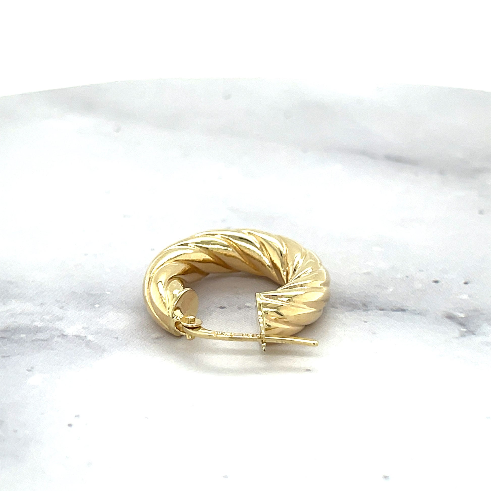 14K Yellow Gold 22mm Chubby Round Twist Hoop Earrings, 6mm Thick, Twisted Hoops, Real Gold Hoops, White Gold, Women