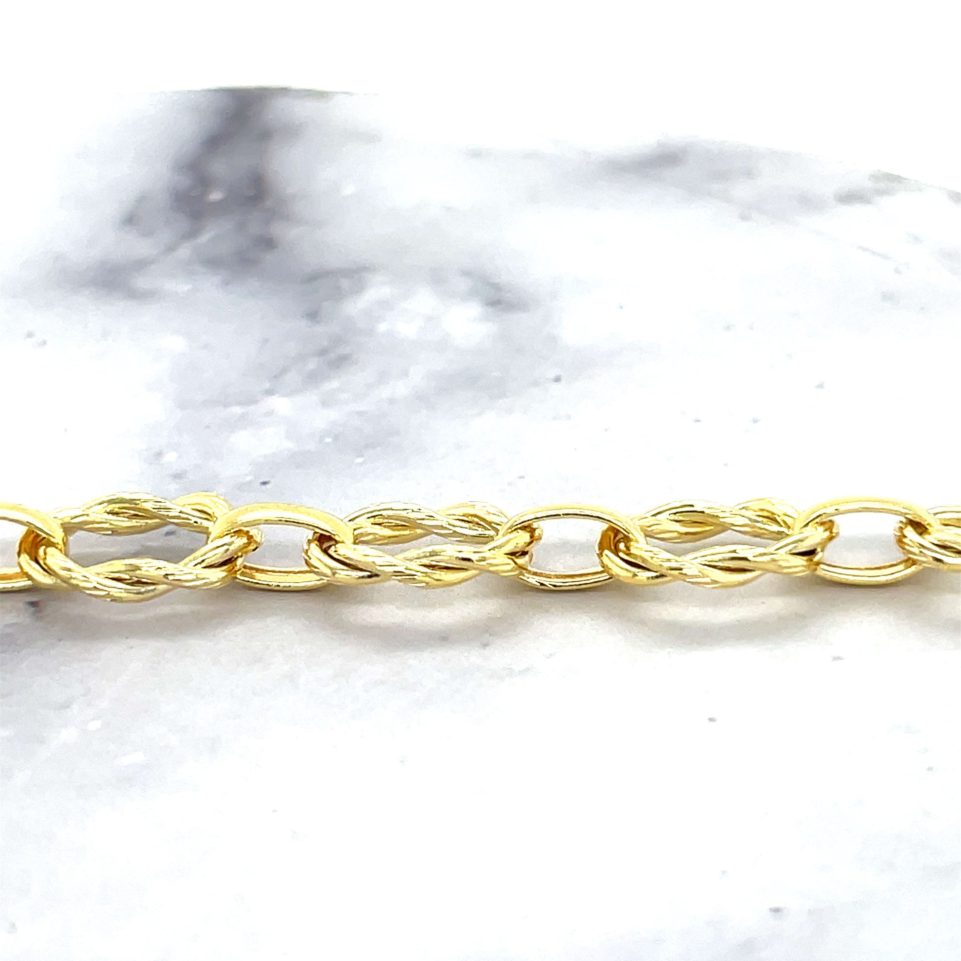 14K Yellow Gold 7.5" Twisted Oval Link Bracelet, 10mm Wide, Real Gold Bracelet, Women Wide Link Bracelet