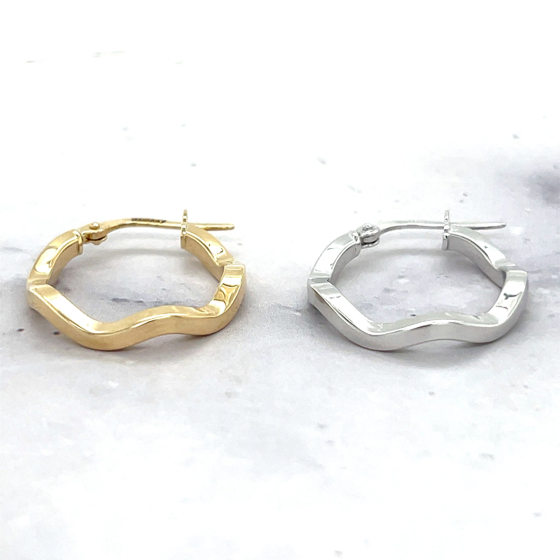 14K Yellow Gold 15mm Twist Hoop Earrings with Hinged Closure, 2mm Thick, Twisted Earrings, Real Gold Hoops, White Gold, Women