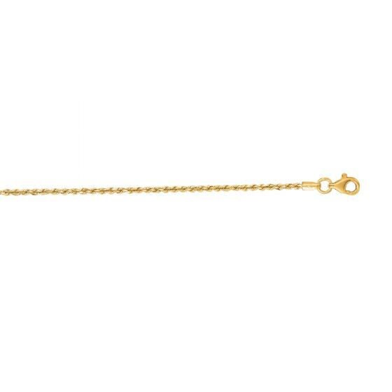 Solid 14K Gold 1.6mm Royal Rope Chain with Lobster Lock, 16" 18" 20" 22" 24" 30" Long, Yellow White Rose Gold, Real Gold Chain, Women