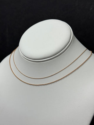 Solid 18K Rose Gold 1mm 1.5mm Oval Cable Chain, 16" 18", Real Gold Necklace, Pink Chain, Dainty Chain, Woman