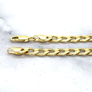 14K Yellow Gold Bracelet Lite Curb Chain with Lobster Lock, 6.2mm Wide, Real Gold Bracelet, Unisex, Women