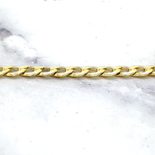 14K Yellow Gold Bracelet Lite Curb Chain with Lobster Lock, 6.2mm Wide, Real Gold Bracelet, Unisex, Women