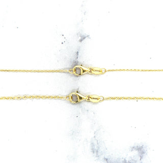 Solid 18K Yellow Gold 1mm 1.5mm Oval Cable Chain, 16" 18", Real Gold Necklace, Yellow Chain, Dainty Chain, Woman