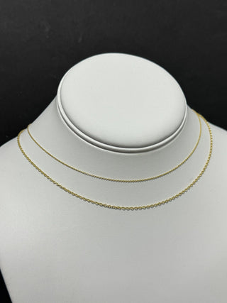 Solid 18K Yellow Gold 1mm 1.5mm Oval Cable Chain, 16" 18", Real Gold Necklace, Yellow Chain, Dainty Chain, Woman