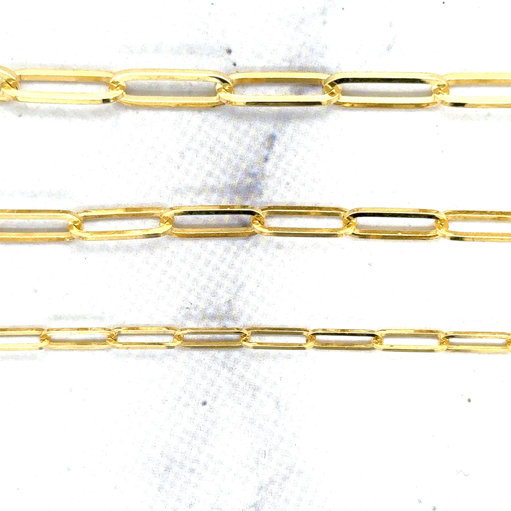 Solid 14K Yellow Gold 7" 7.25" Paperclip Link Chain Bracelet, 2.5mm 3.5mm 4mm Wide Real Gold Bracelet, Women Jewelry