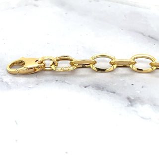 14K Yellow Gold 7.5" Mini Oval Link Bracelet, 5mm Wide, Real Gold Bracelet, Women