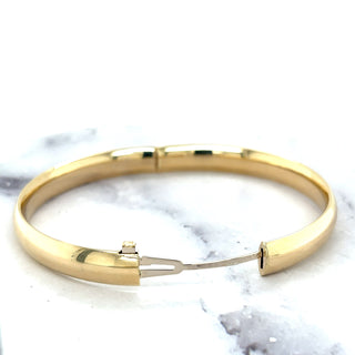 14K Yellow Gold 7" 8" Inch Polished Stackable Bangle Bracelet, 5mm 6mm 8mm 10mm 13.5mm Wide, Real Gold Bangle, Women Jewelry